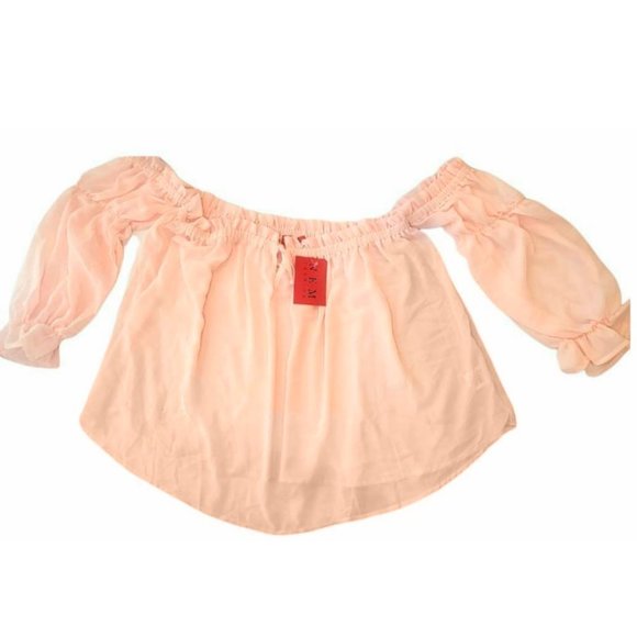 NWT Nem Fashion - Off the Shoulder Blouse, Peach Color - Size M - Picture 2 of 3